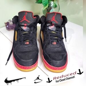 Nike Air Jordan Fusion 5 High Top Mens Size 11.5 45.5 Black Red Shoes 318608-062